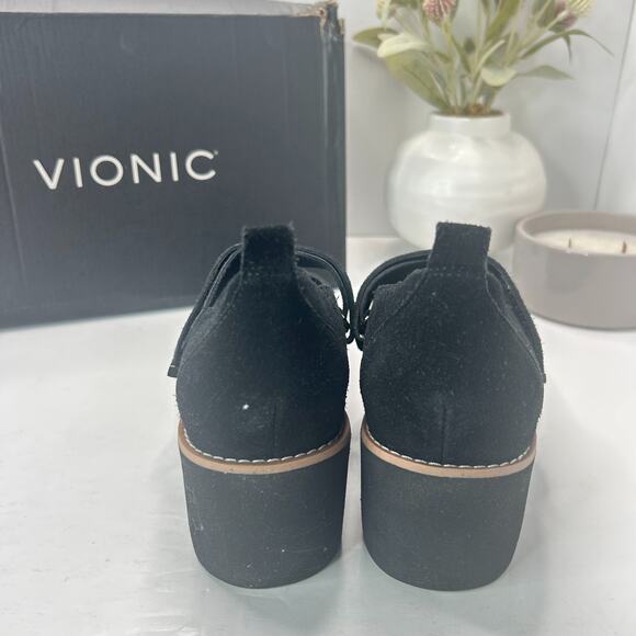 Vionic Alma Mary Jane Wedge Suede Heel Black J0866L1001 Women's 8.5M Tried On - Picture 4 of 11